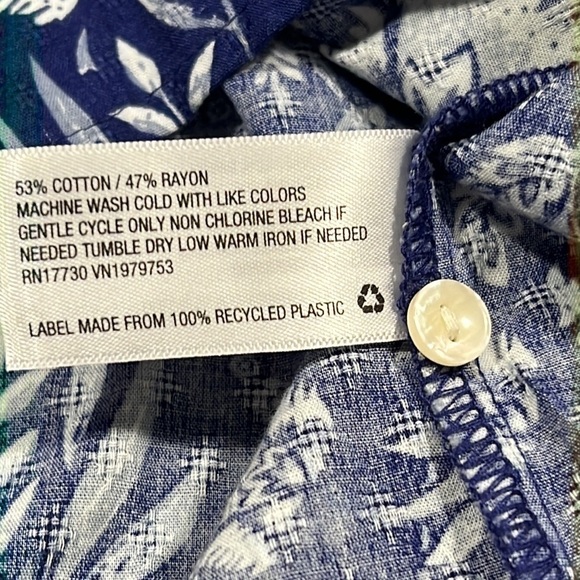 Universal Thread Blue Floral Print Puff 3/4 Sleeve Ruffle Blouse Size XL - Picture 6 of 6